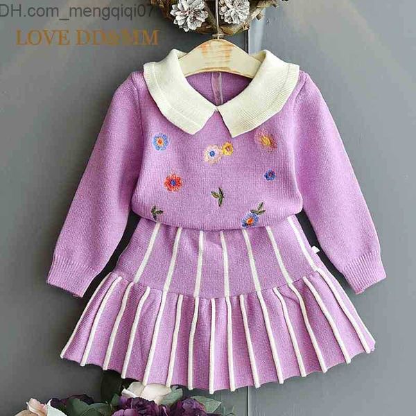 

clothing sets love dd mm baby girls winter clothes sets autumn long sleeve outfits kids stripe knit sweater skirt fall children costume 2107, White