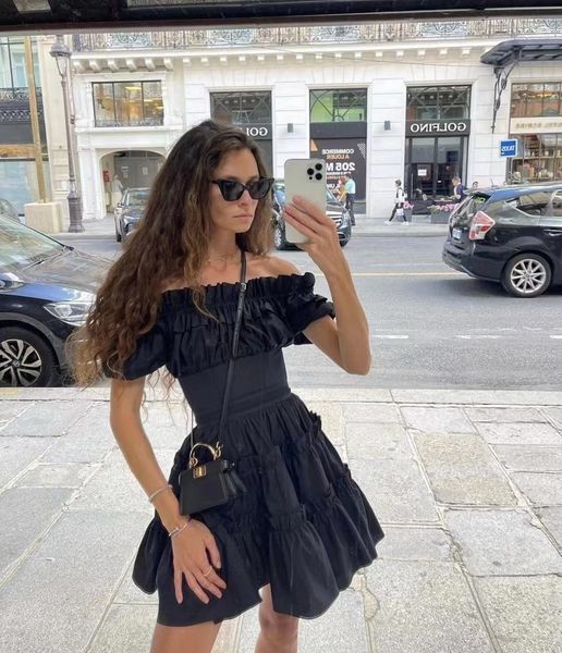 

basic casual dresses french minority wears a strong and slim cotton one shoulder waist dress 230720, Black;gray