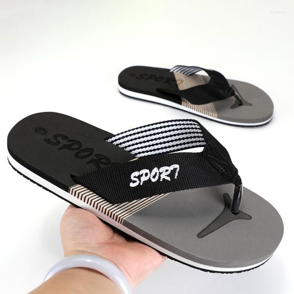

slippers summer men's flip flops non-slip light beach men indoor home bathing flop chanclas de hombre, Black