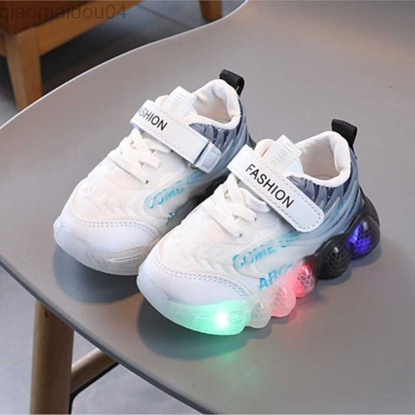 

athletic outdoor capsella kids led sports shoes girls breathable light up sneakers boys soft sole lighting running shoes children luminous s, Black