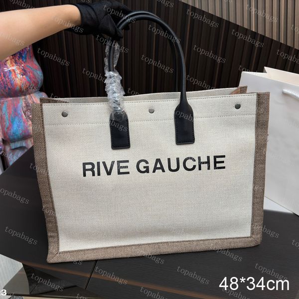 

women designer totes bags rives gauches lady luxury handbags large capacity shopping bag new fashion summer travel canvas beach tote bag