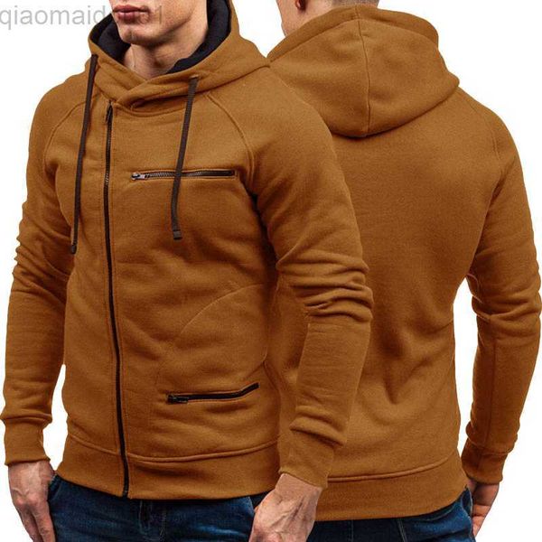 

men's hoodies sweatshirts autumn winter new mens hoodies long sleeve zipper cardigan hoodie sweatshirt men casual solid hooded pullover, Black