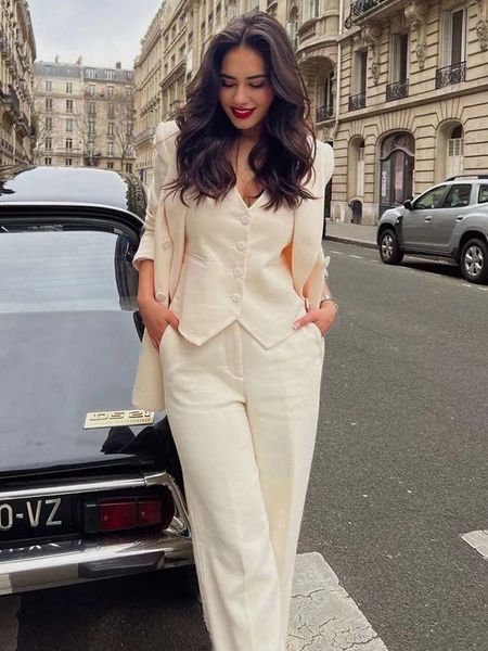 

womens two piece pants sets for women 2 pieces elegant fashion pants set v neck single breasted vest with wide leg trouser fashion womens j, White