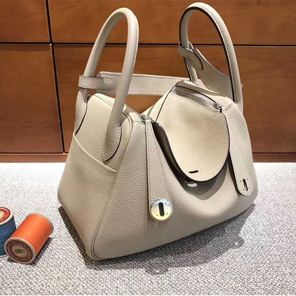 

luxury hemrres tote bag lychee grain lindys bag large capacity doctor leather women cowhide pillow portable one shoulder messenger ppga