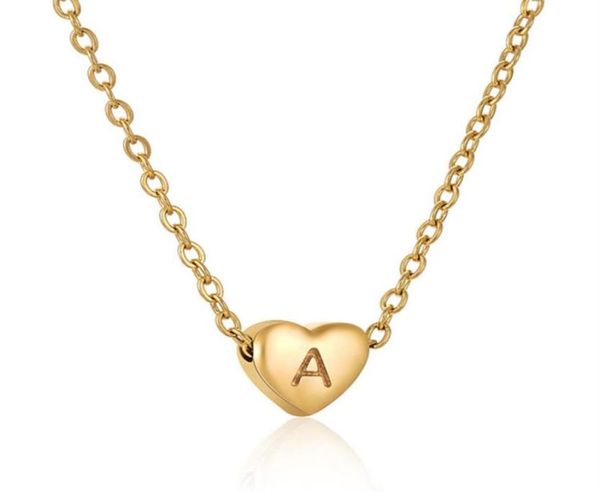 

tiny initial heart pendant 18k gold filled handmade dainty personalized letter choker necklace gift for women necklaces jewelry2115429447, Silver