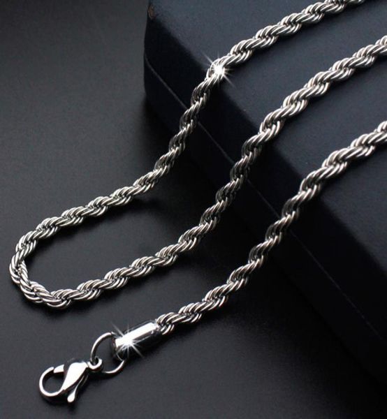 

titanium steel rope ed chains necklace stainless steel jewelry accessories for men women9718136, Silver