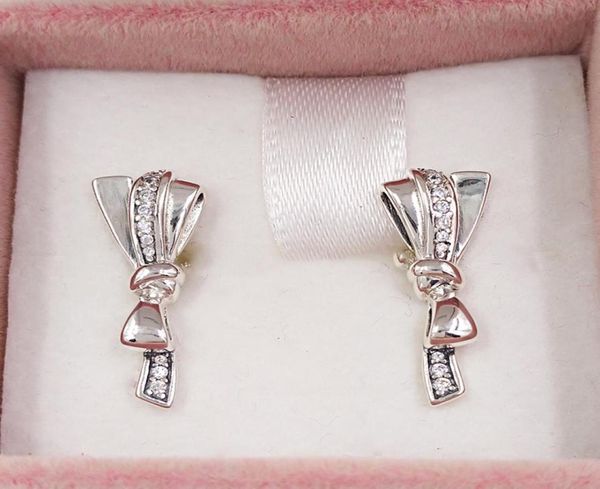 

studs brilliant bows stud earrings clear cz authentic 925 sterling silver fits european style studs jewelry andy jewel 297234cz8619369, Golden;silver