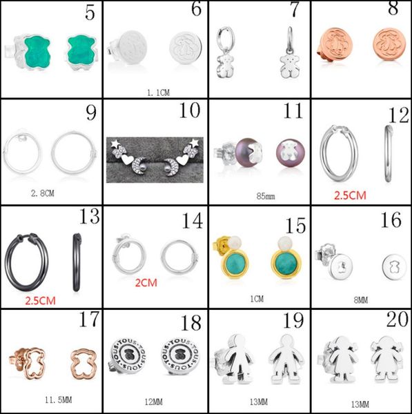 

2020 100 925 sterling silver bear stud earrings classic pierced stud earrings jewelry manufacturers whole 108687212, Golden;silver