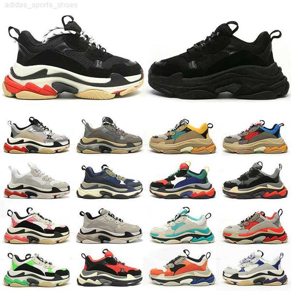 

men women designer shoes triple s fashion luxury platform sneakers black white red blue dark navy mens trainer jogging walking