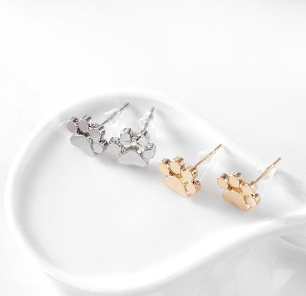 

jewelry hollow pet cat dog lover paw print stud earring puppy memorial earrings cute animal footprint gold silver plated ear rings6542227, Red;brown