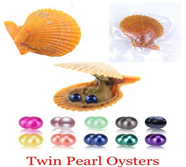 

2018 diy round akoya oyster jewelry 67mm 27color seawater twins pearl oyster as mystery gift with vacuum package gift surprise9786638, White