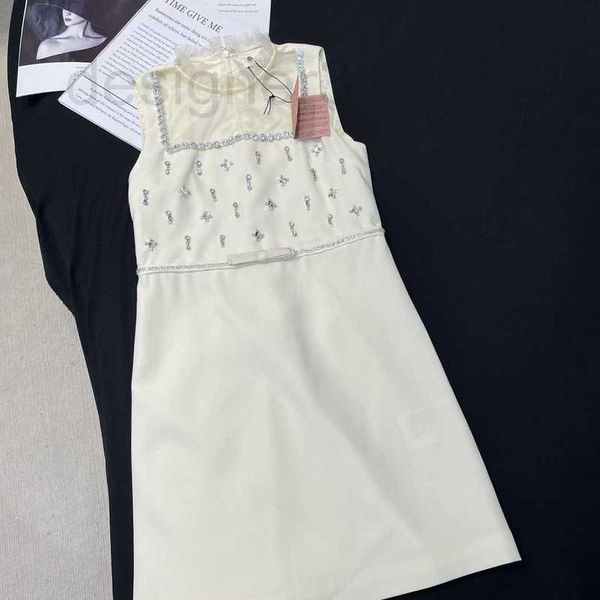 

basic & casual dresses designer 23 summer new celebrity style elegant mesh standing neck studded bead rhinestone bow sleeveless tank skirt o, Black;gray