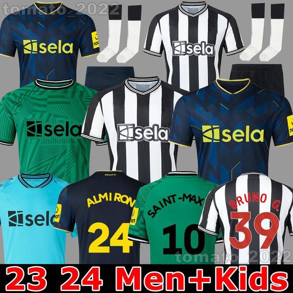 

23 24 fans and players version newcastles soccer jersey wood 2023 2024 bruno g. wilson shelvey almiro trippier football shirts maximin men a, Black;yellow