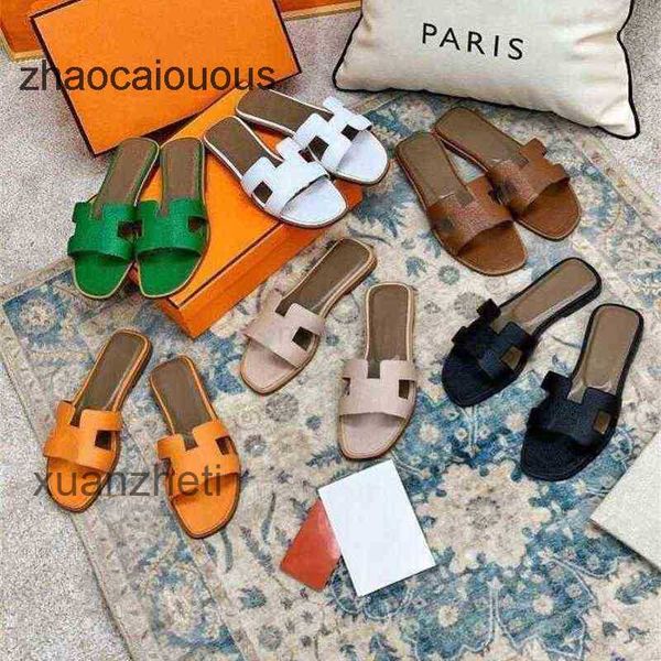 

genuine her women sandals shoes fashion slipper leather slippers classic 2023 oran summer flat slides ladies beacsandal party wedding oran s