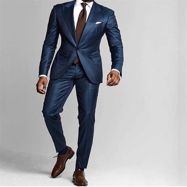 

dark blue mens suits 2021 wedding tuxedos slim fit one button beach groomsmen for men peaked lapel formal prom suit jacket pants 243m, Black;gray