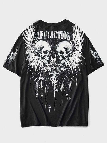 

men's fashion guys skull letter graphic, White;black