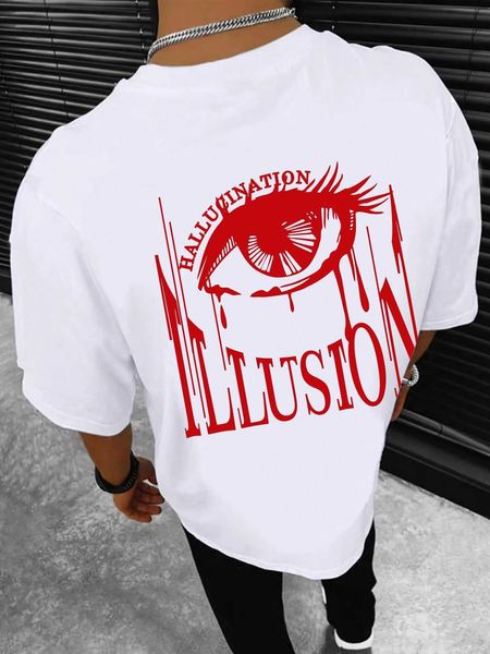 

men's fashion emrg men eye letter graphic shoulder, White;black