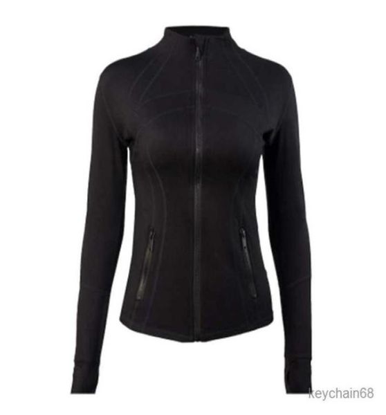 

s yoga jacket women define workout sport coat fitness sports quick dry activewear solid zip up sweatshirt sportwear8156309, Black;white