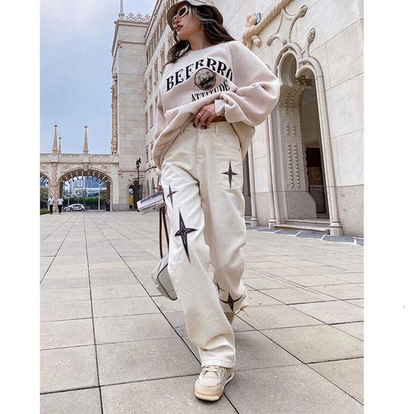 

women s jeans trousers casual denim pants street gothic women y2k print autumn low waist long simple female buttons baggy 230720, Blue