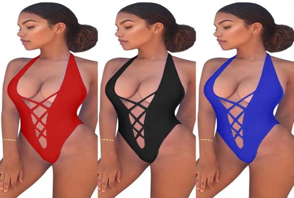 

new style lace monokini swimsuit bandage hollowcarved bikinis set halter push up bathing suit swimwear biquini 2018306w5674270