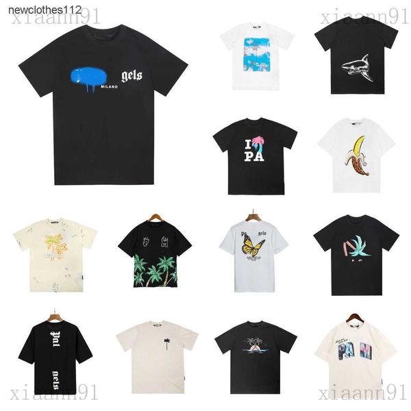 

summer designer luxury palms angels angel t shirt mens women coconut tree couple short sleeve t shirt pattern inkjet graffiti letter printin, White;black