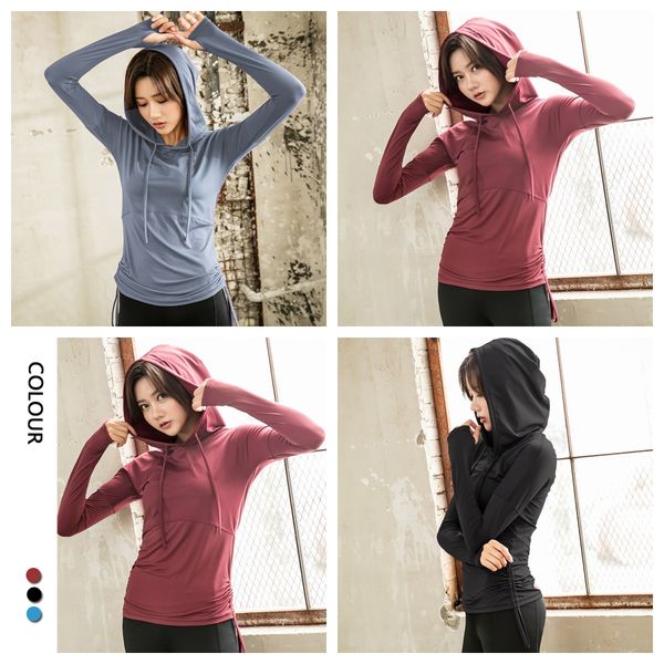 

new yoga sports women's large long sleeve yoga dress running hoodie fitness yoga top, White;red