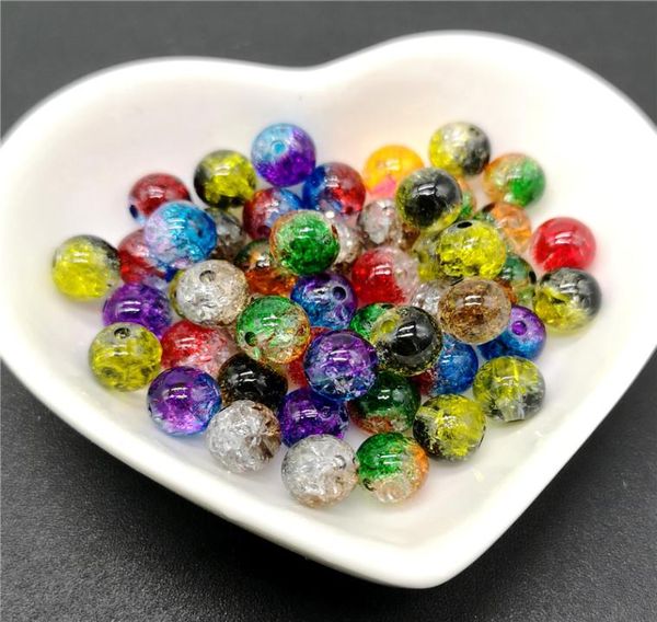 

50pcs 8mm double colored cracked acrylic bead spacer beads for jewelry making handmade diy8561819, Black