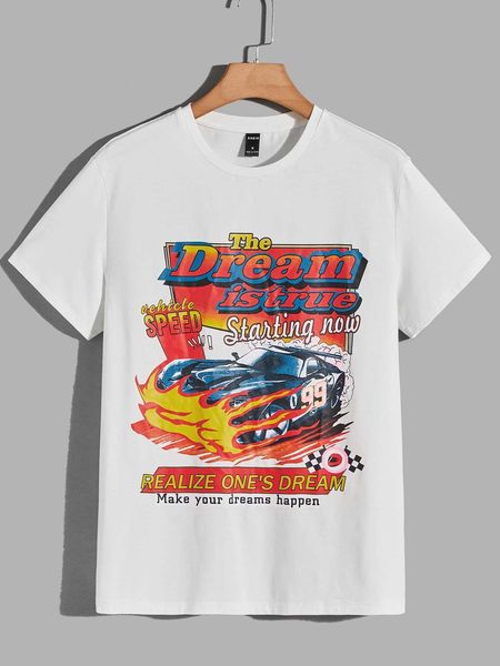 

men's fashion emrg men cotton slogan graphic, White;black