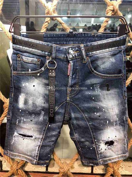 

holes d2 44-54 dsq dsquare aqn 2 italy jeans new fashion quality trousers designer men a215-1 short pants ua 2 pco, Blue