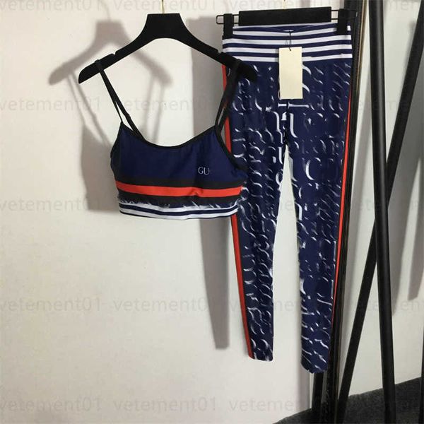

lady fitness sweatsuit tank leggings two piece bee print camisole tanks with chest pad letter print stretchy skinny bottoms designer clothe