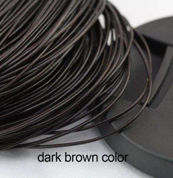

ship 100 meters 1mm dark brown round genuine leather cord necklace bracelet real leather cord5291311, White;red