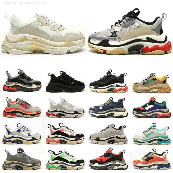 

triple s men women designer casual shoes platform sneakers black white dark grey pink split multi fuchsia beige light blue mens trainers jog