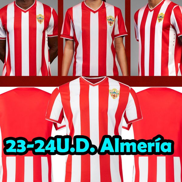 

23/24 u.d. almeria soccer jerseys sadiq dyego sousa samu akieme juan villar almeria 2023 2024 men kit kids football shirt, Black;yellow