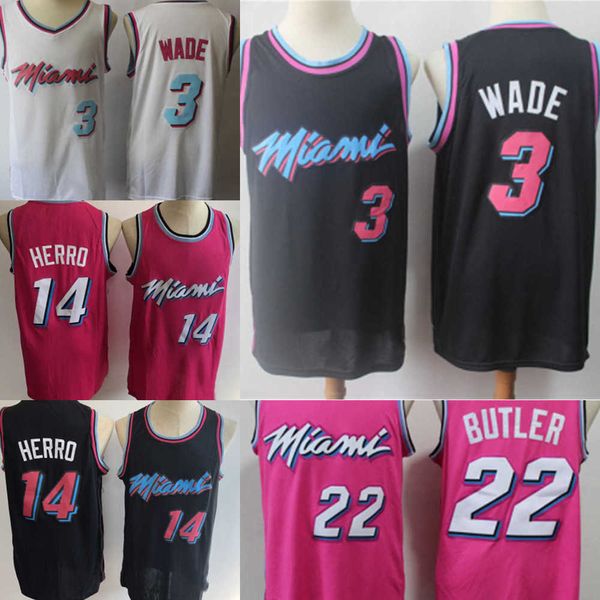 

2023 miami''heat''men jersey dwyane 3 wade tyler 14 herro jimmy 22 butler kyle 7 lowry basketball jerseys pink yellow bl, Black;red
