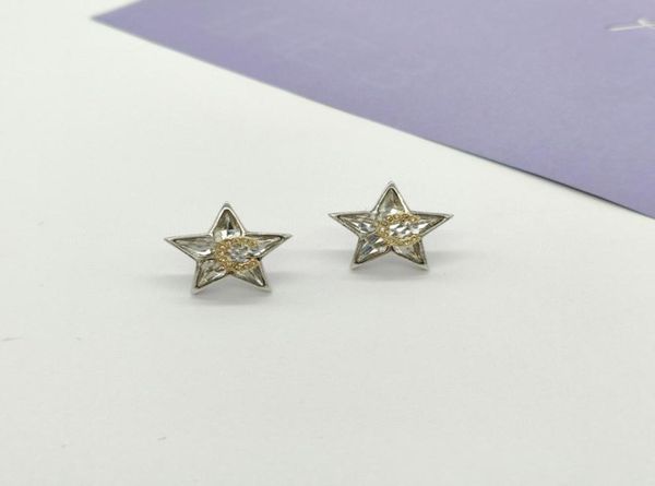 

2023 luxury quality charm stud earring with diamond star shape in silver plated have box stamp ps7990a3936880, Golden