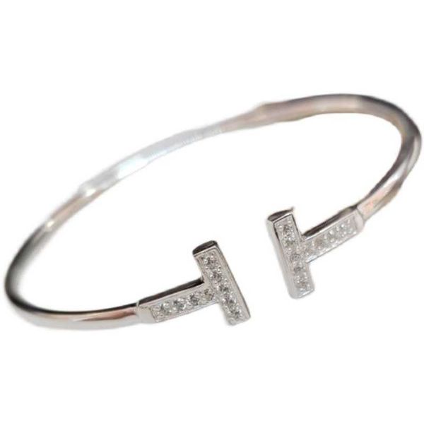 

tiffay silver bracelet full 9999 half open women's inlaid with fashion, Black