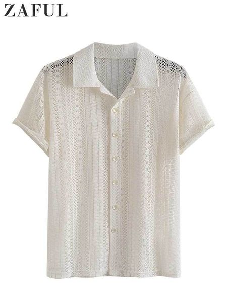 

men's casual shirts cotton sheer openwork shirts for men lace short sleeves transparent shirt summer solid streetwear z5083175 230720, White;black