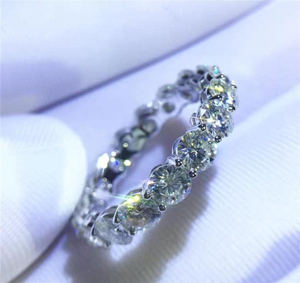 

vecalon fashion women jewelry 925 sterling silver ring full round 4mm diamond cz engagement wedding band rings for women5572623, Slivery;golden