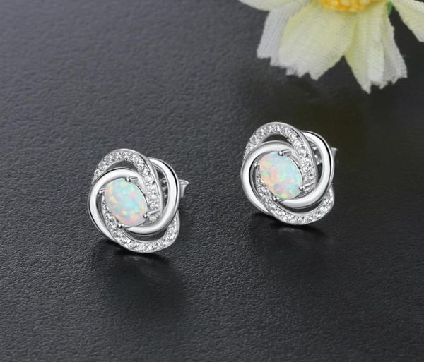 

sterling silver ed knot stud earrings for women cubic zirconia white opal stone wedding gifts6673285, Golden;silver