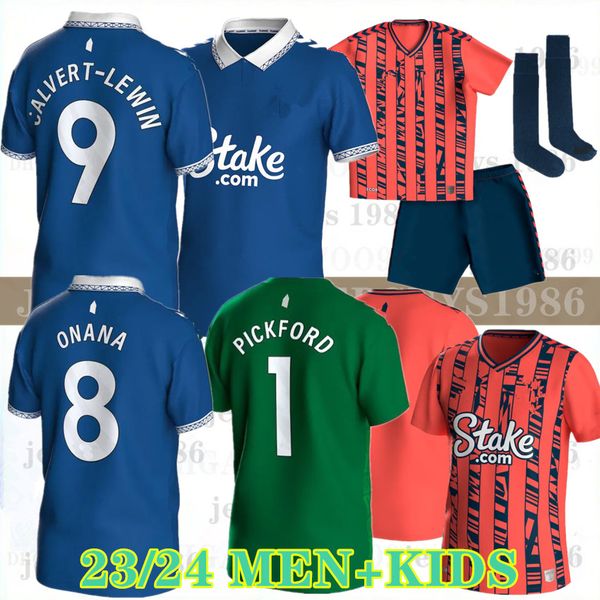 

everton soccer jerseys 23 24 mcneil calvert-lewin keane davies digne uniforms men kids kits set socks full sets 2023 2024 football shirts th, Black
