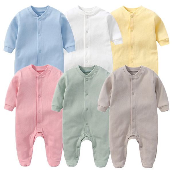 

rompers born baby romper cotton 2 3pcs solid color girl clothes set pajamas o neck boy full sleeve autumn 230720, Blue