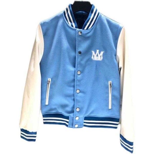 

high version mens varity jacket am embroidered letterman jackets men women coats iri designer jacket wool coats leather sleeve patchwork bas, Black;brown