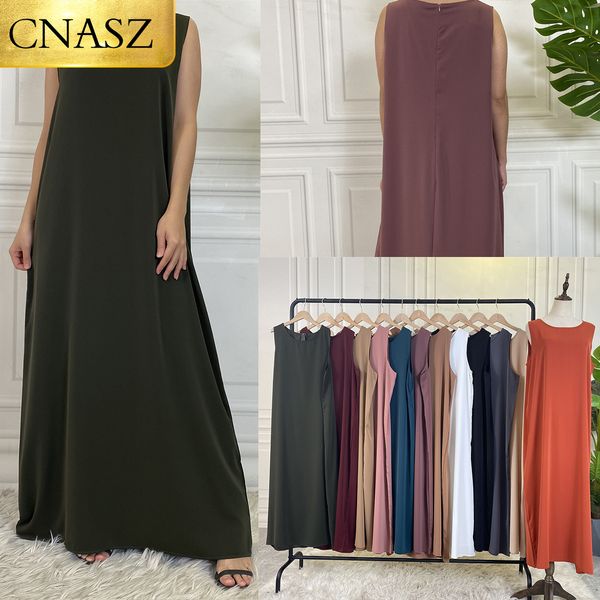 

basic casual dresses sleeveless lining dress long muslim woman abaya moroccan caftan evening modest robe arabic kaftan many color islamic pr, Black;gray