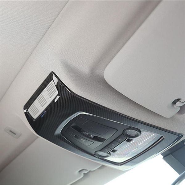 

carbon fiber style car roof reading light frame decoration for bmw x3 f25 x4 f26 2014-17 abs interior dome lamp trim decals2823