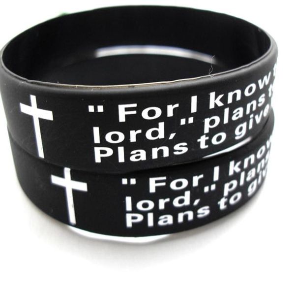 

bulk lots 100pcs english jeremiah 2911 lords prayer men fashion cross silicone bracelets wristbands whole religious jesus jewe7061080, Golden;silver