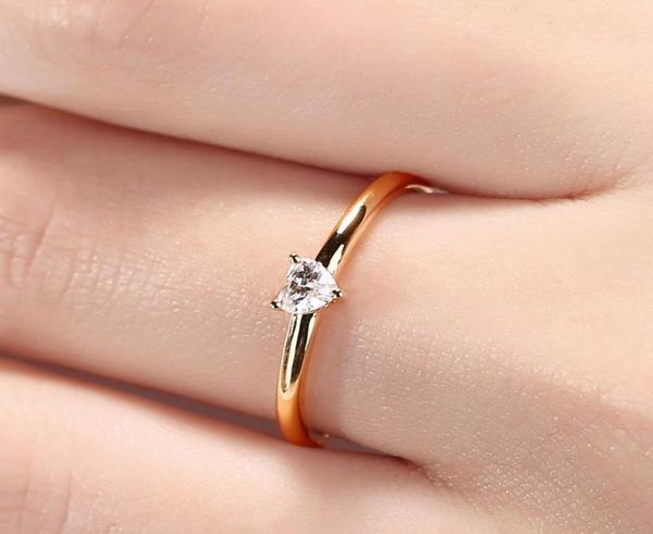 

little heart shaped rings for women gold color wedding engagement ring jewellry zircon romantic fashion jewelry7129591, Silver