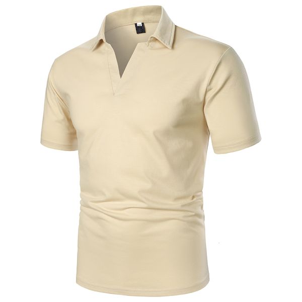 

men's polos men short sleeve polo shirt solid color streetwear casual fashion v neck 230720, White;black