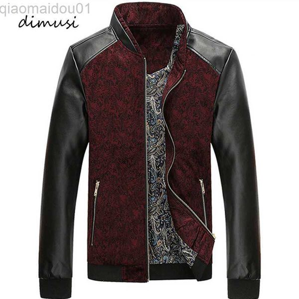 

men's jackets dimusi men's bomber jacket casual male outwear windbreaker coats fashion slim fit leather sleeve baseball jackets me, Black;brown