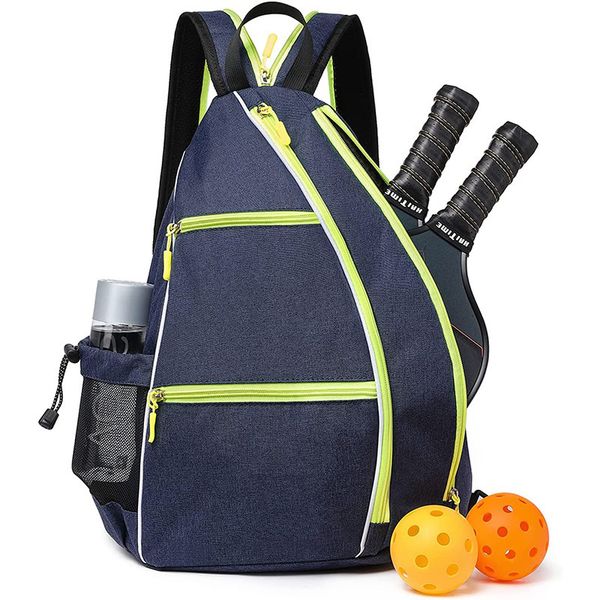 

tennis rackets pickleball sling bag with an adjustable shoulder strap 230509