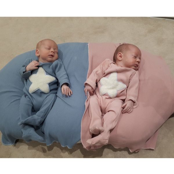 

rompers soft cotton ribbed baby girl outfit footies solid color design star long sleeves romper bodysuits for kids baby boys clothes 230720, Blue